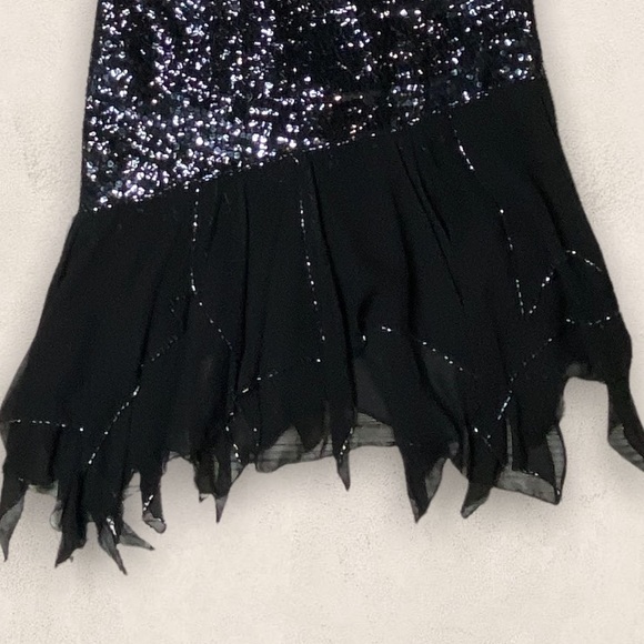 Vintage Oleg Cassini Black Silk and Sequin Dress Sz 8 - Picture 3 of 15